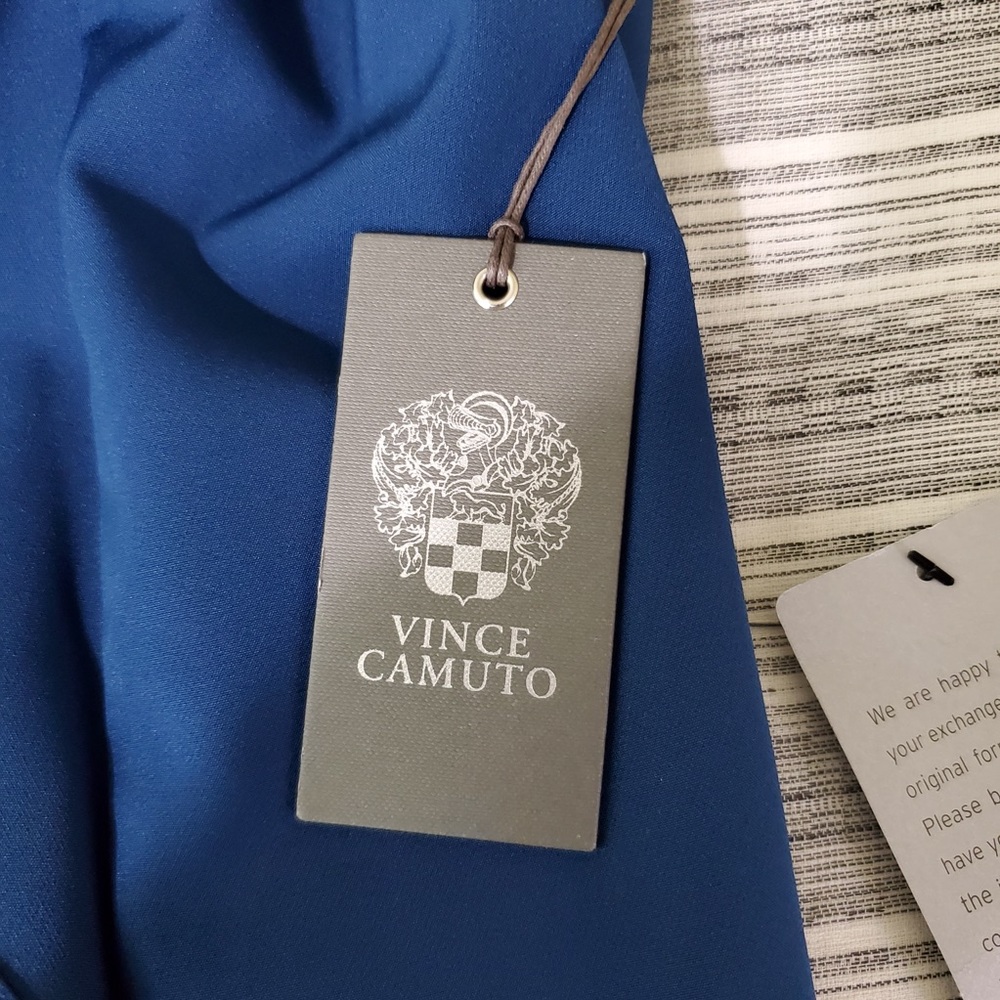 Vince Camuto | Ruffle Crepe A-Line Dress Teal 16W - Picture 6 of 7